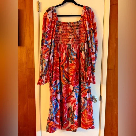 Farm Rio Colored Bananas Smocked Midi Dress - Picture 4 of 9